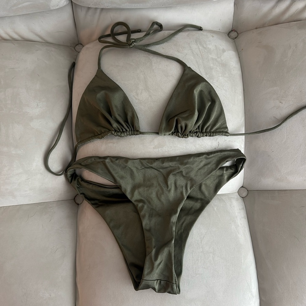 Green 2 piece custom swimsuit